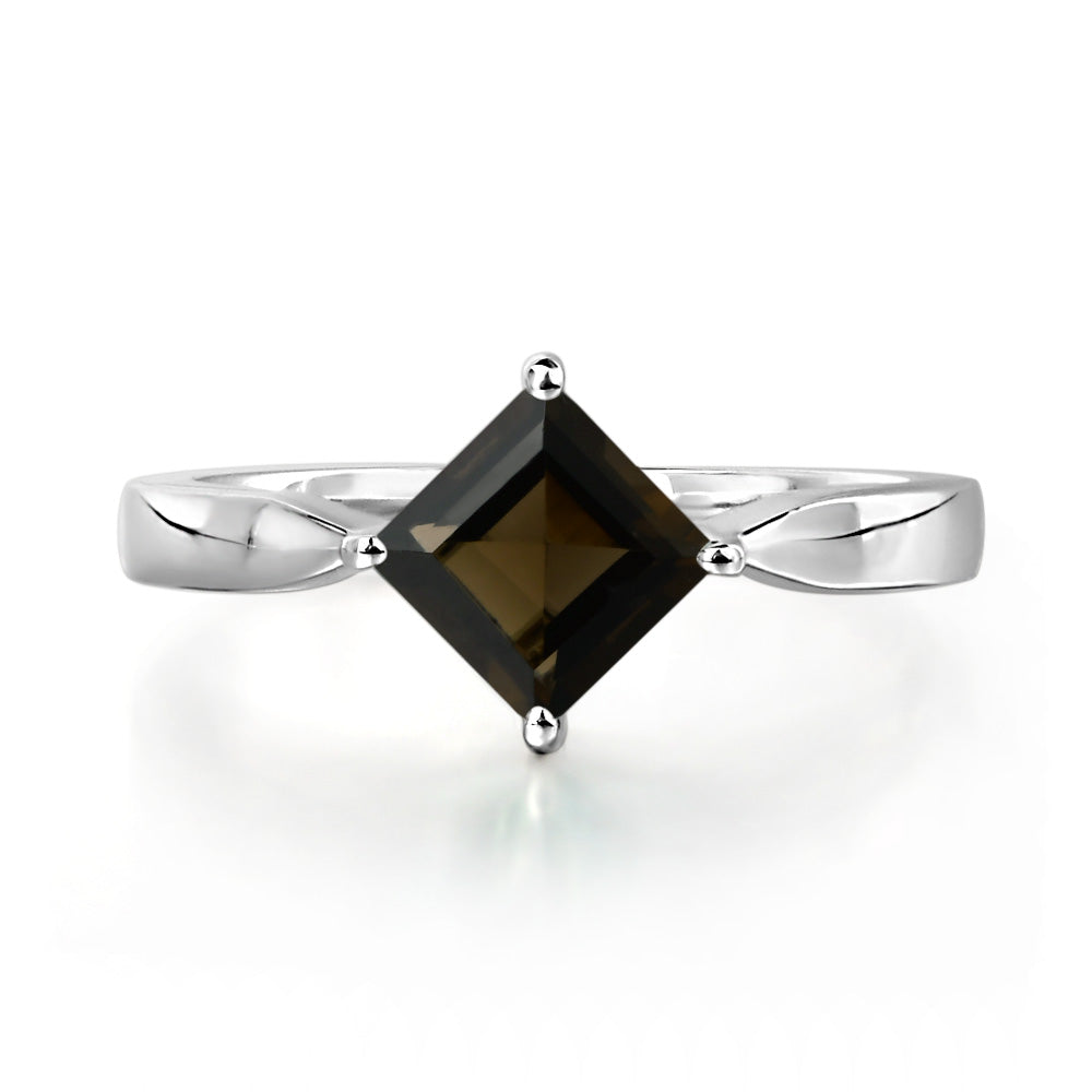 Square Cut Kite Set Smoky Quartz  Solitaire Ring - LUO Jewelry