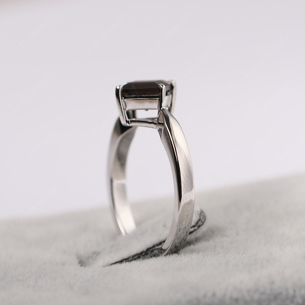 Square Cut Kite Set Smoky Quartz  Solitaire Ring - LUO Jewelry