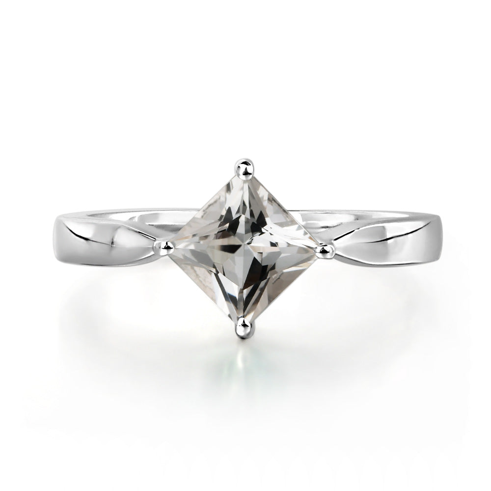 Princess Cut Kite Set White Topaz Solitaire Ring - LUO Jewelry