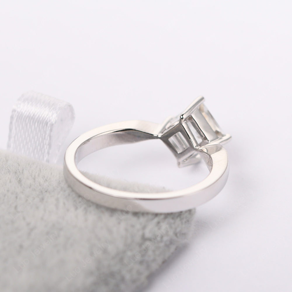 Princess Cut Kite Set White Topaz Solitaire Ring - LUO Jewelry