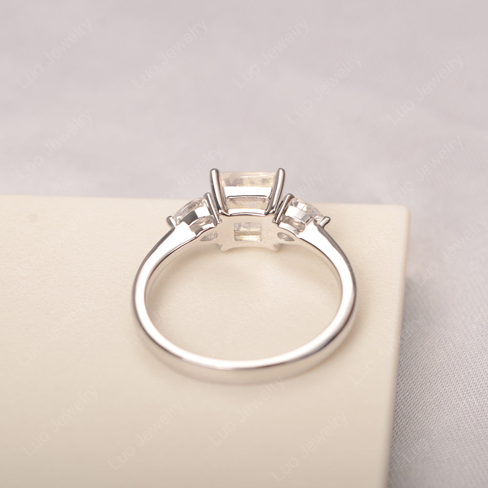 Princess Cut Moonstone Ring With Pear Side Stone - LUO Jewelry