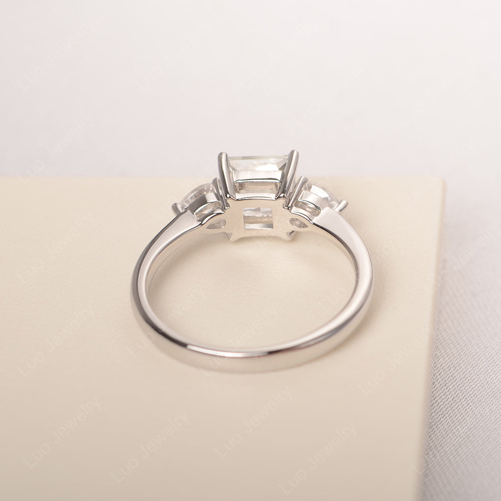 Princess Cut White Topaz Ring With Pear Side Stone - LUO Jewelry