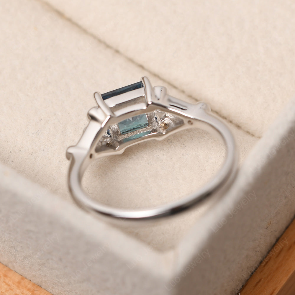 Princess Cut Alexandrite Ring Art Deco Silver - LUO Jewelry