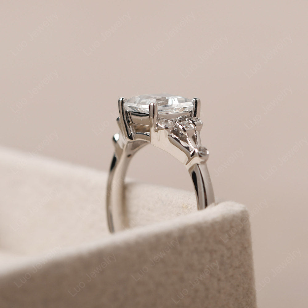 Square Cut White Topaz Ring Art Deco Silver - LUO Jewelry
