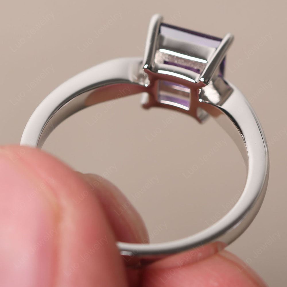 Amethyst Solitaire Princess Cut Engagement Ring - LUO Jewelry