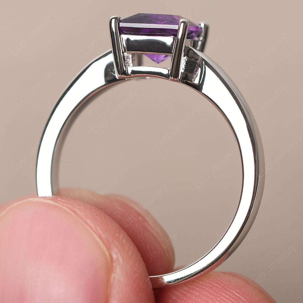 Amethyst Solitaire Princess Cut Engagement Ring - LUO Jewelry