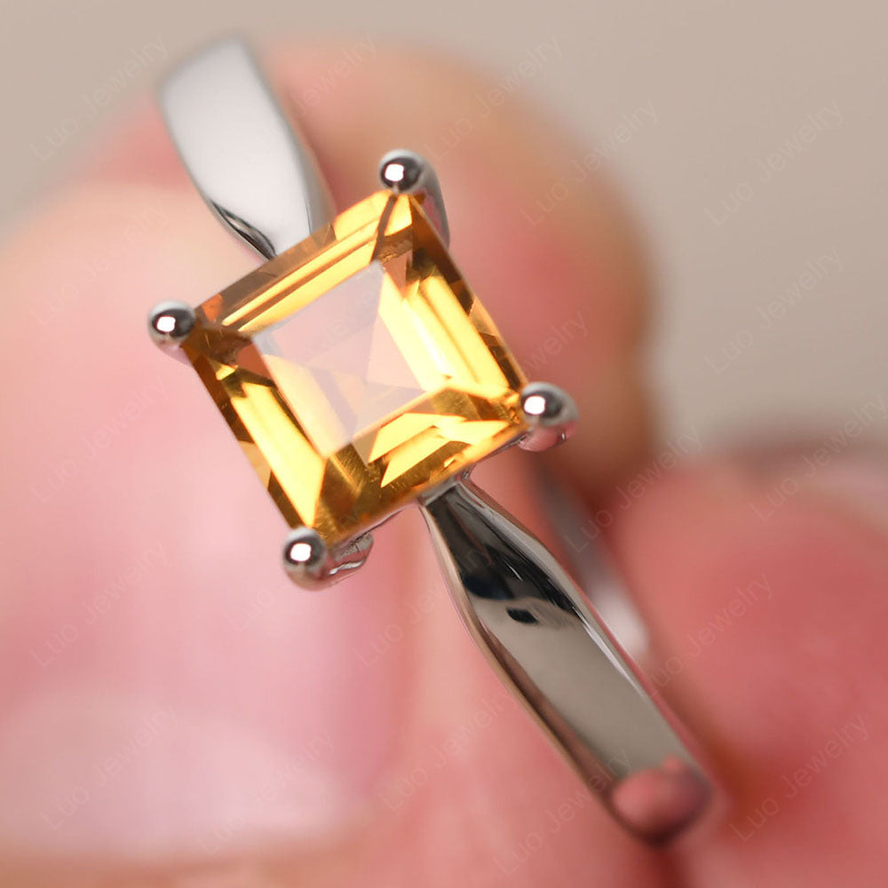 Citrine Solitaire Square Cut Engagement Ring - LUO Jewelry