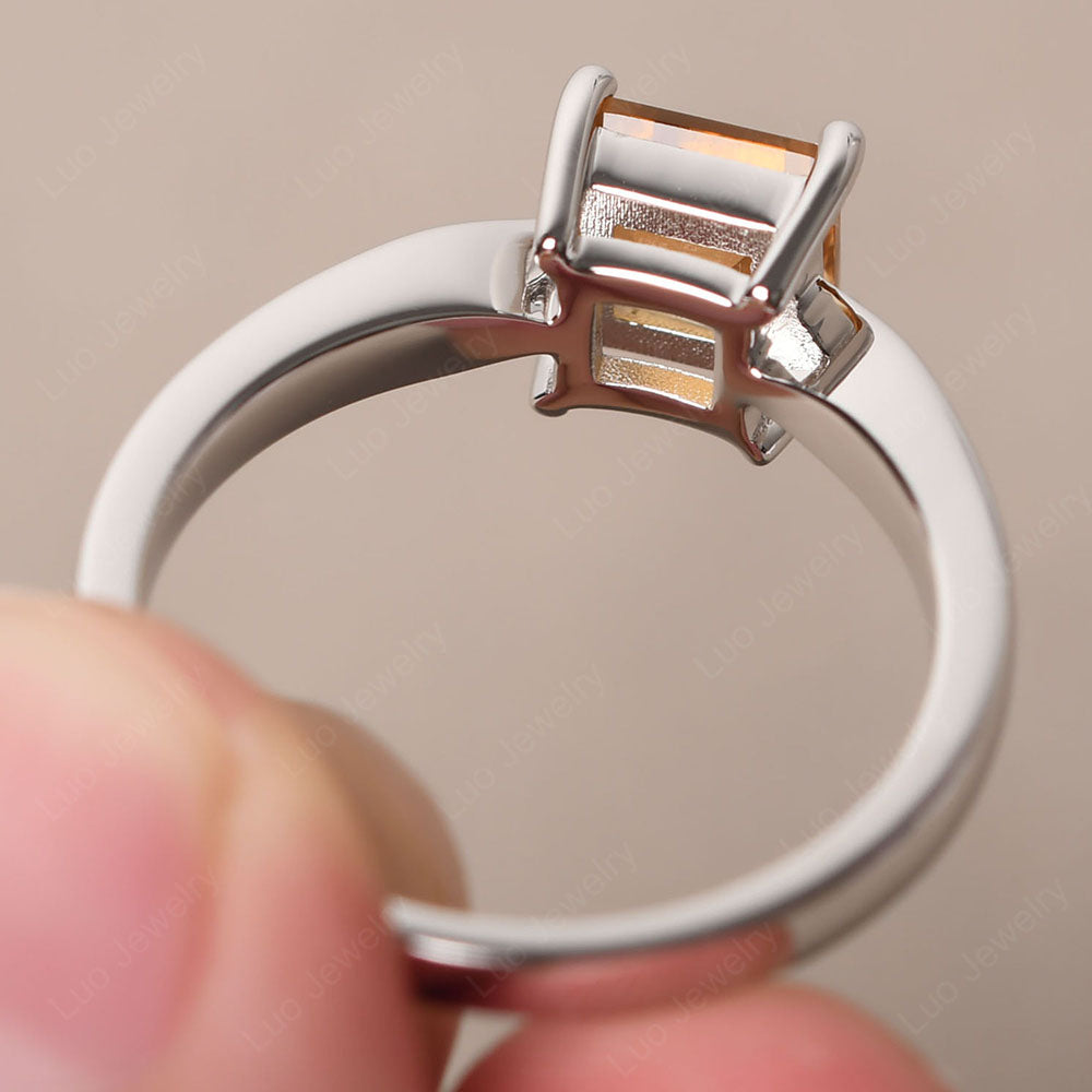 Citrine Solitaire Square Cut Engagement Ring - LUO Jewelry