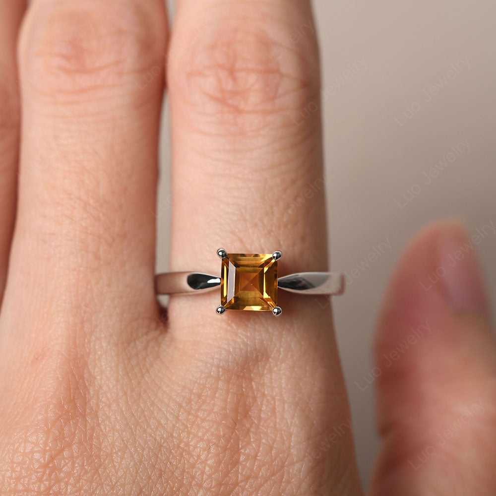 Citrine Solitaire Square Cut Engagement Ring - LUO Jewelry