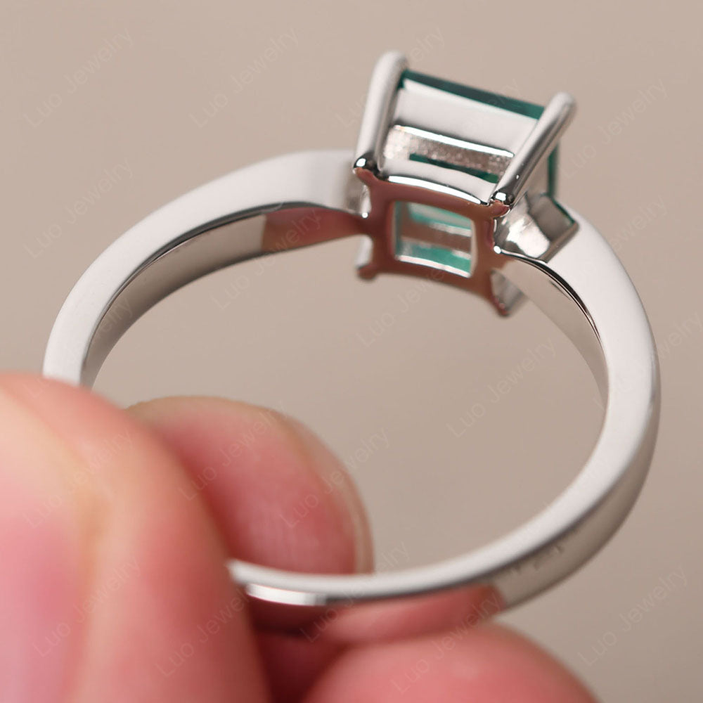 Emerald Solitaire Princess Cut Engagement Ring - LUO Jewelry