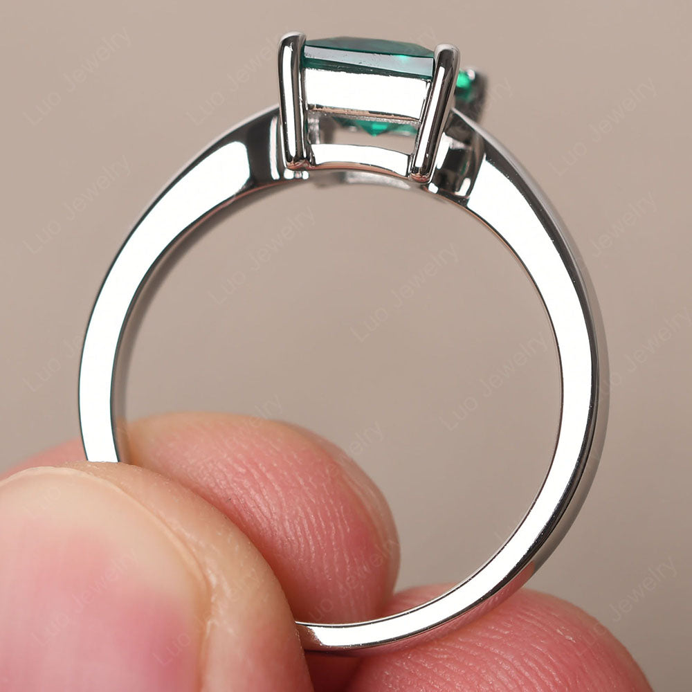 Emerald Solitaire Princess Cut Engagement Ring - LUO Jewelry