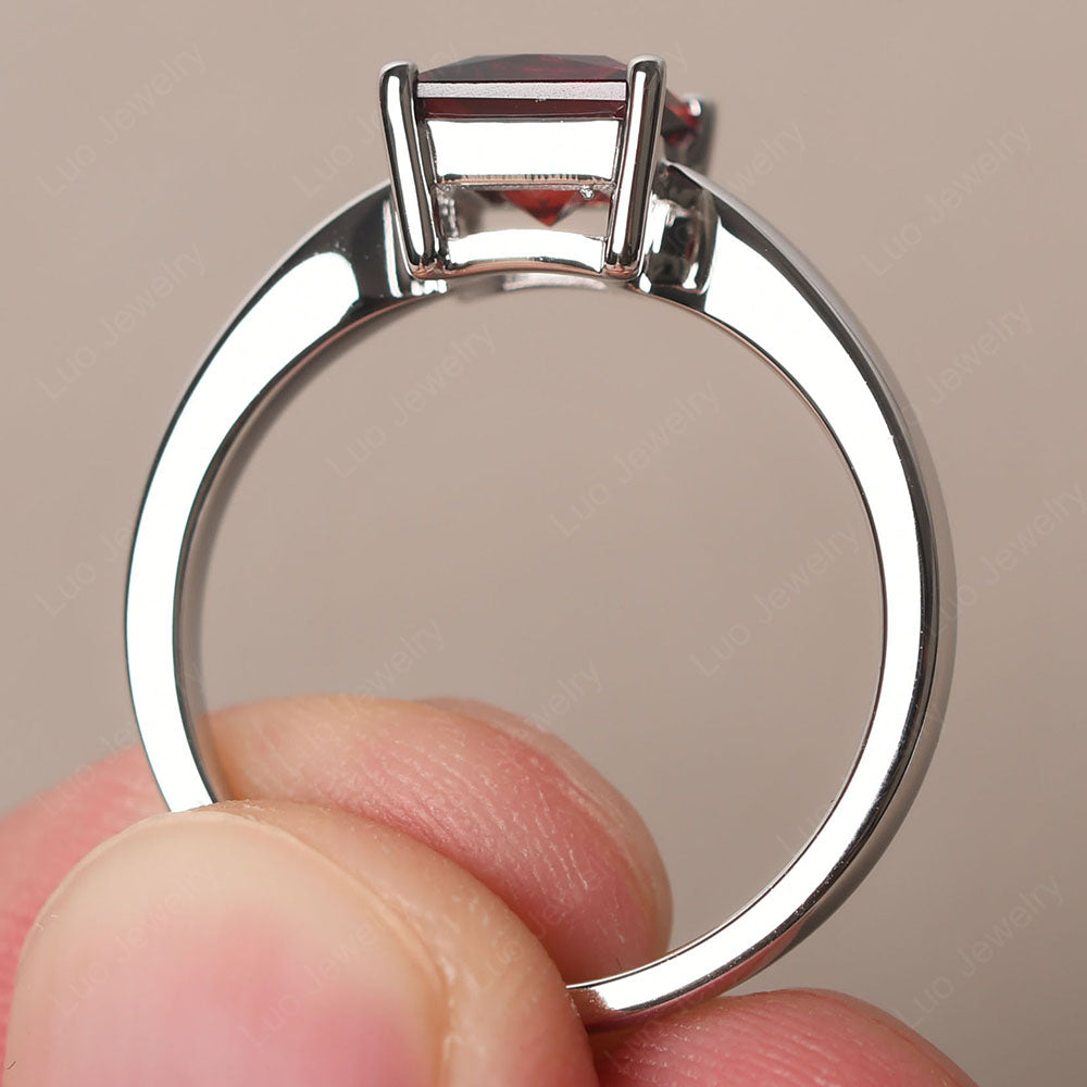 Garnet Solitaire Princess Cut Engagement Ring - LUO Jewelry