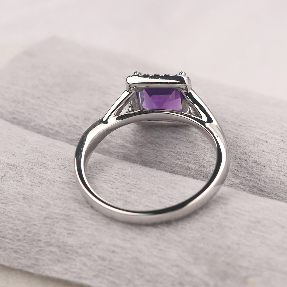 Amethyst Split Shank Halo Engagement Rings - LUO Jewelry