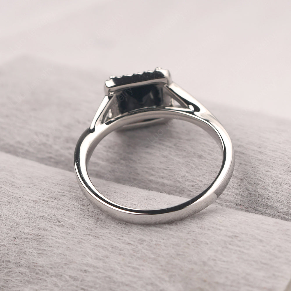 Black Spinel Split Shank Halo Engagement Rings - LUO Jewelry