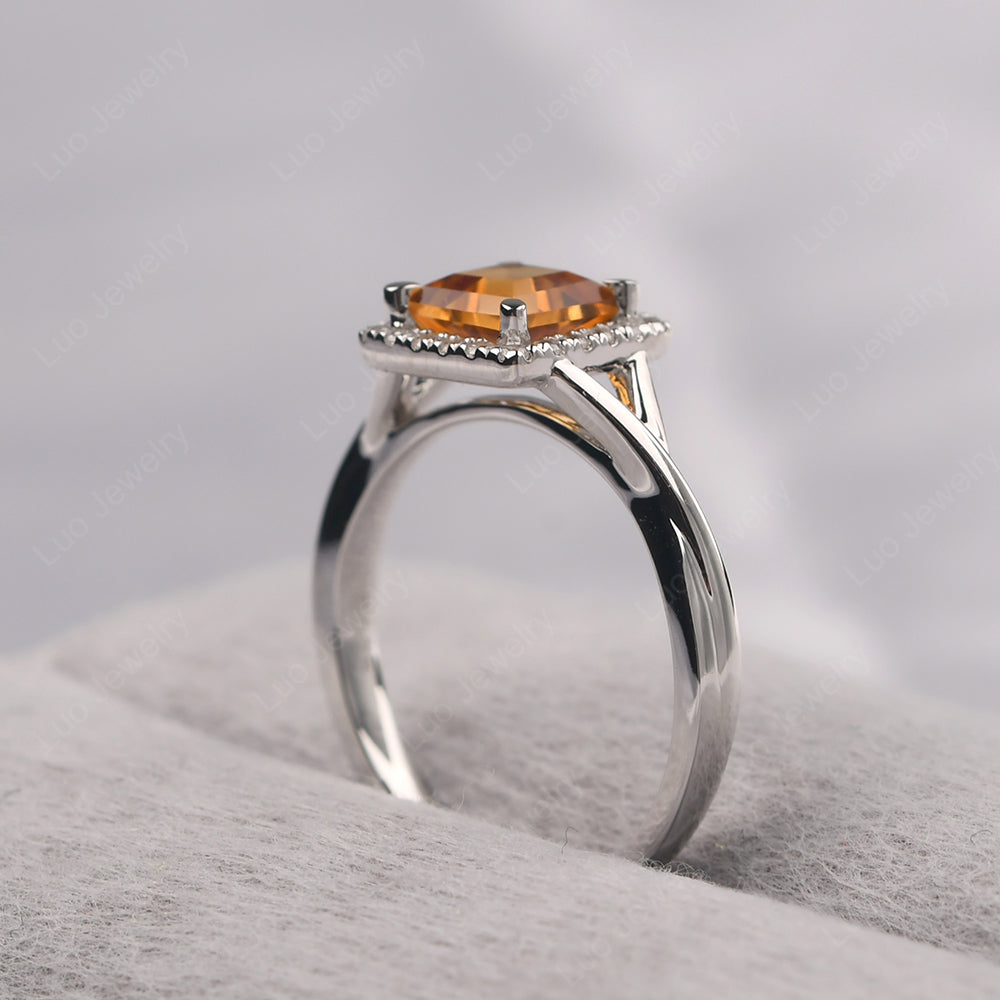 Citrine Split Shank Halo Engagement Rings - LUO Jewelry