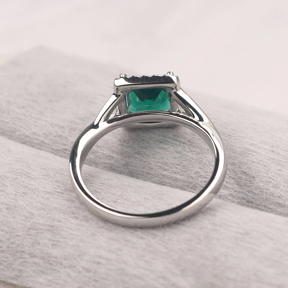 Emerald Split Shank Halo Engagement Rings - LUO Jewelry