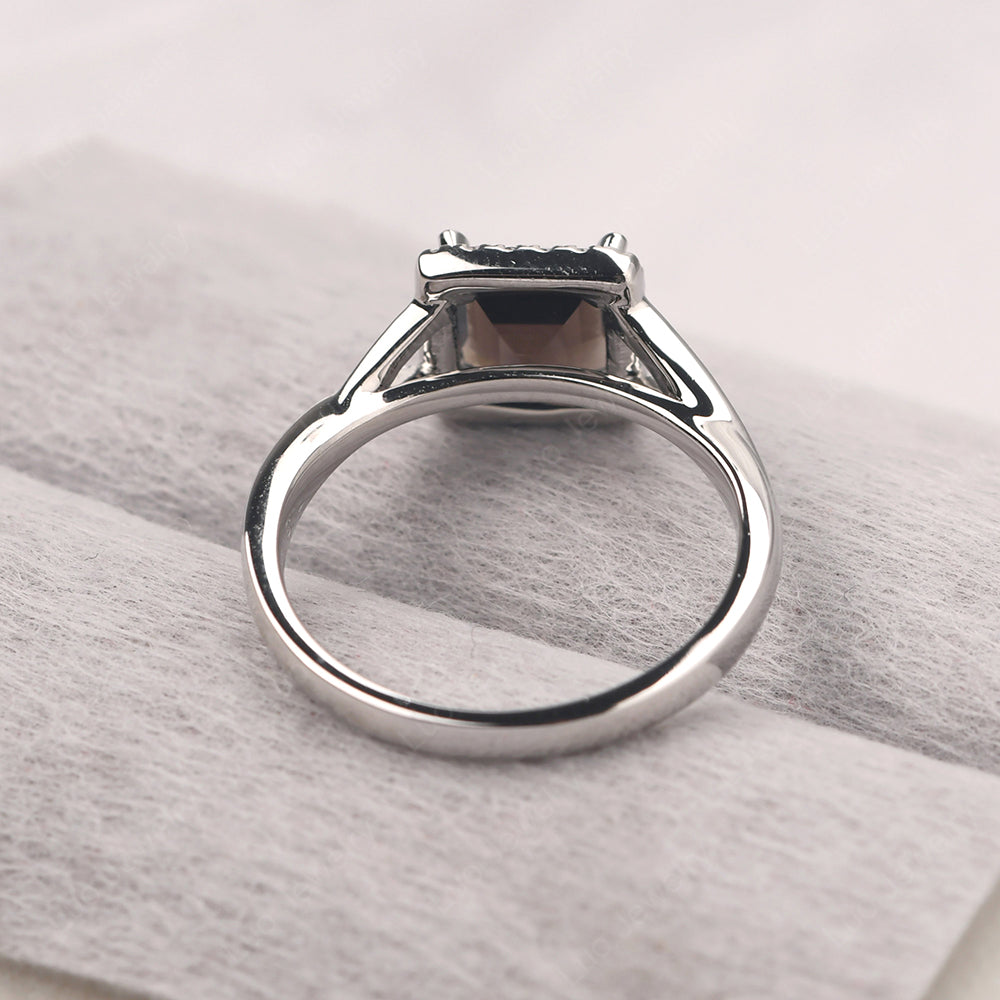 Smoky Quartz  Split Shank Halo Engagement Rings - LUO Jewelry