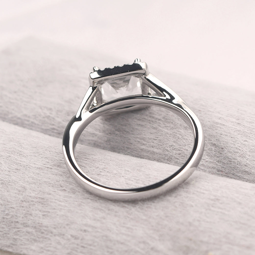 White Topaz Split Shank Halo Engagement Rings - LUO Jewelry