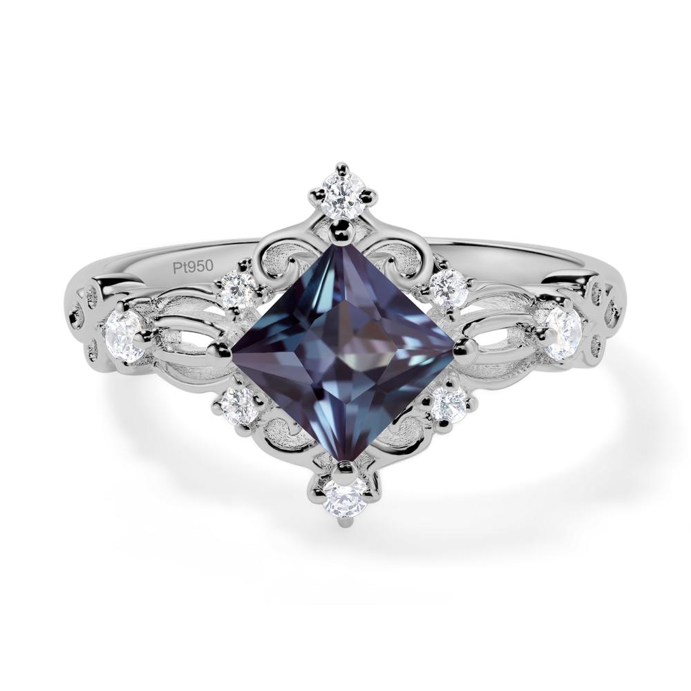 Princess Cut Art Deco Alexandrite Ring - LUO Jewelry #metal_platinum