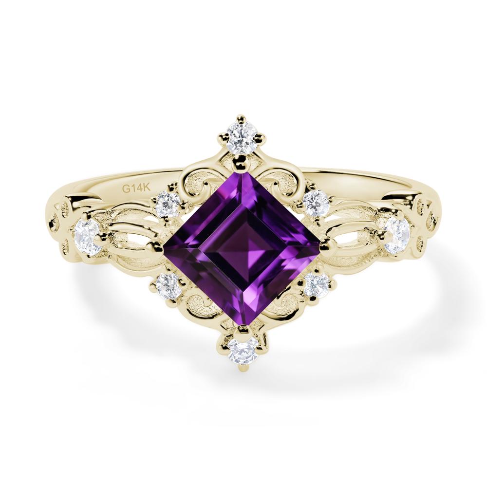 Square Cut Art Deco Amethyst Ring - LUO Jewelry #metal_14k yellow gold