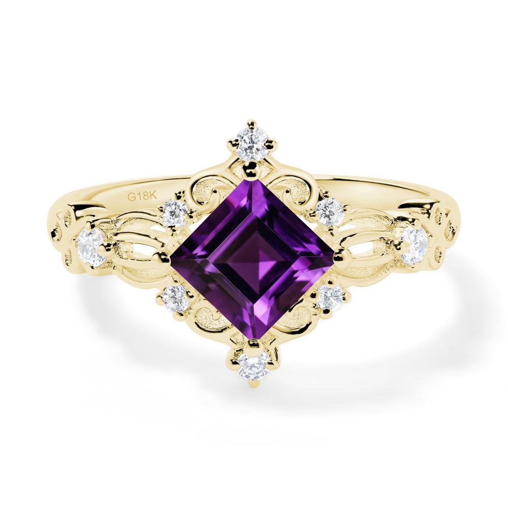 Square Cut Art Deco Amethyst Ring - LUO Jewelry #metal_18k yellow gold