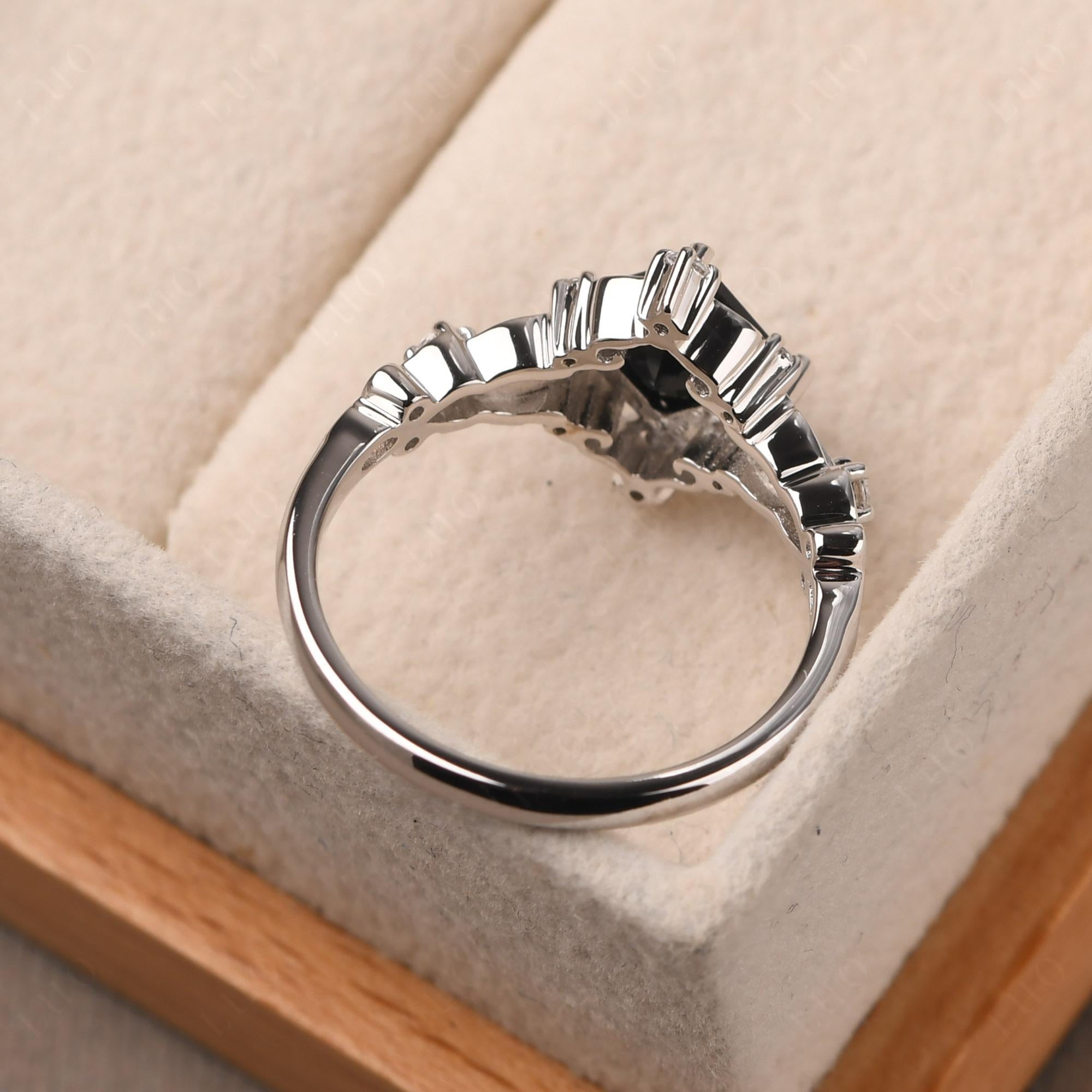 Princess Cut Art Deco Black Stone Ring - LUO Jewelry