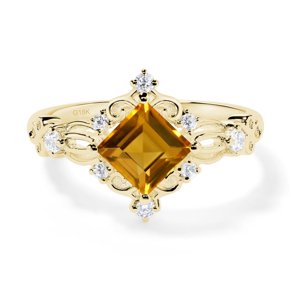 Square Cut Art Deco Citrine Ring - LUO Jewelry #metal_18k yellow gold