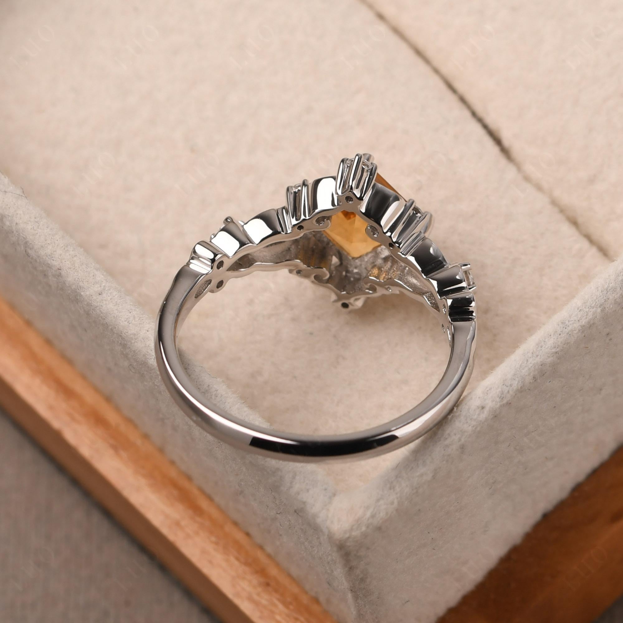 Square Cut Art Deco Citrine Ring - LUO Jewelry