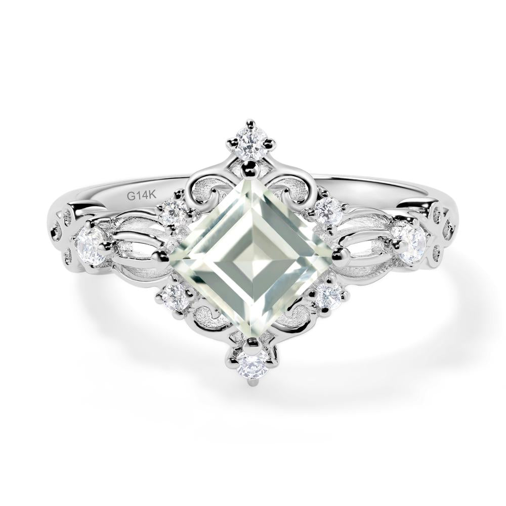 Square Cut Art Deco Green Amethyst Ring - LUO Jewelry #metal_14k white gold