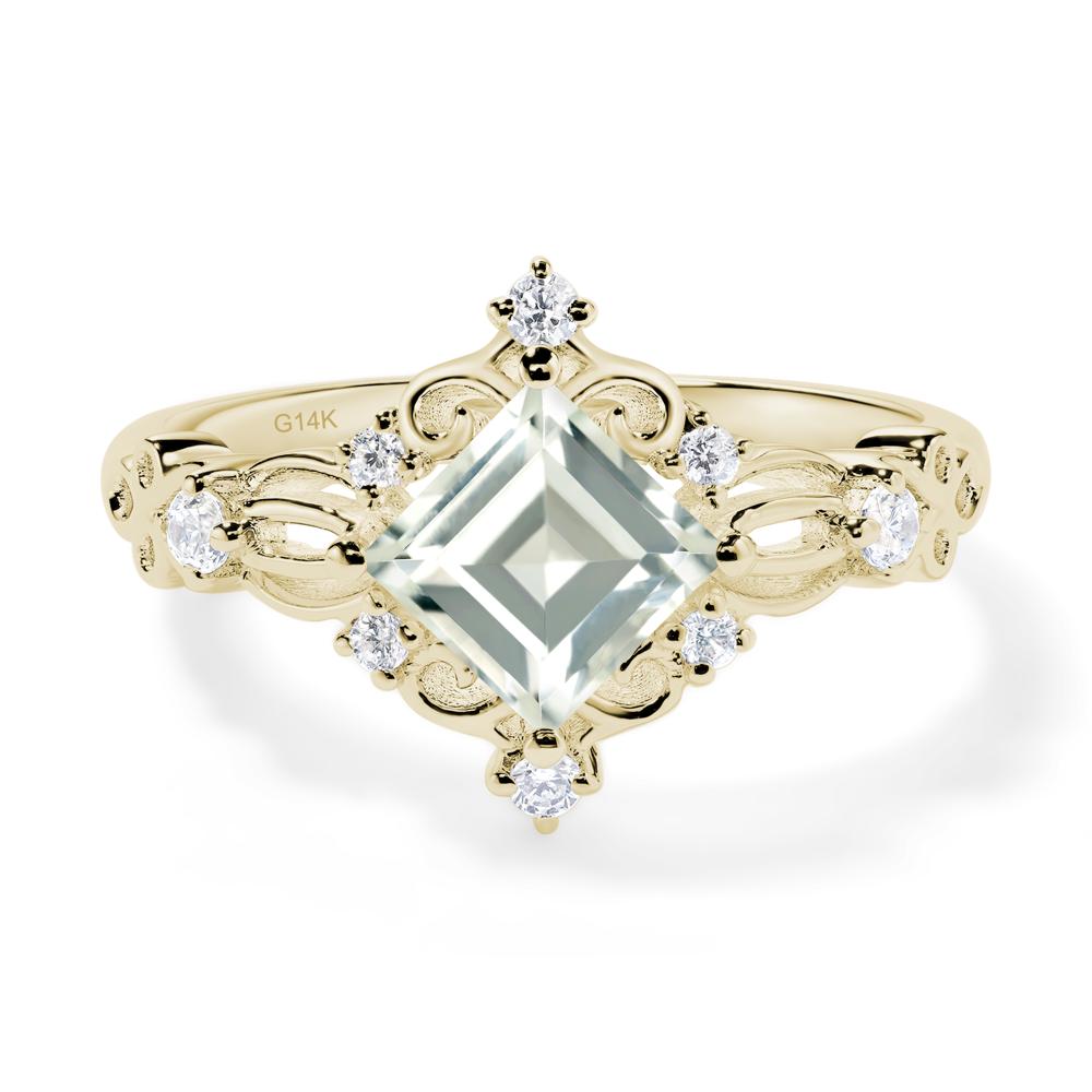 Square Cut Art Deco Green Amethyst Ring - LUO Jewelry #metal_14k yellow gold