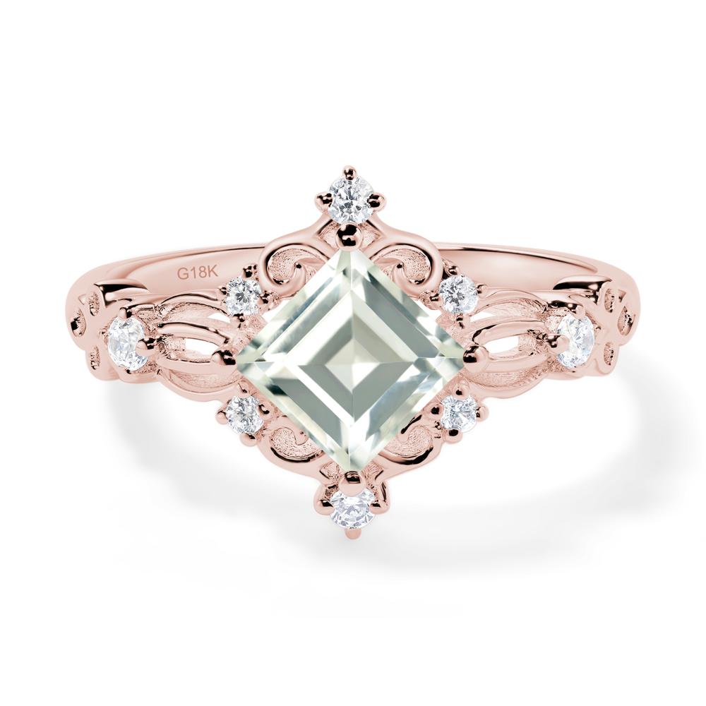 Square Cut Art Deco Green Amethyst Ring - LUO Jewelry #metal_18k rose gold