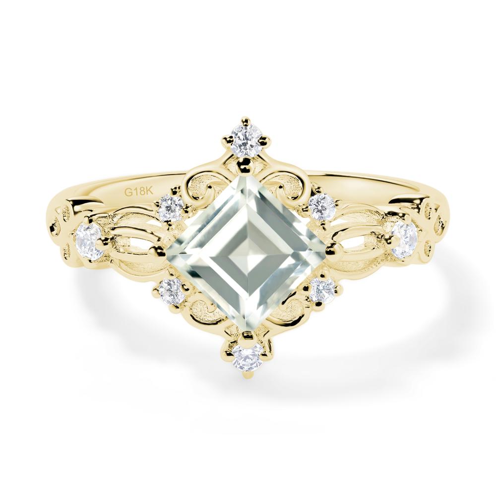 Square Cut Art Deco Green Amethyst Ring - LUO Jewelry #metal_18k yellow gold