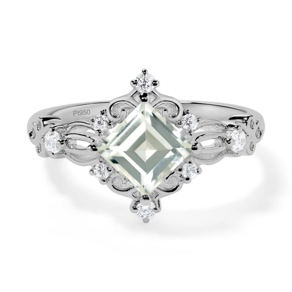 Square Cut Art Deco Green Amethyst Ring - LUO Jewelry #metal_platinum