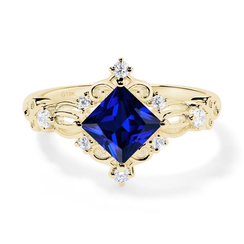 Princess Cut Art Deco Sapphire Ring - LUO Jewelry #metal_18k yellow gold