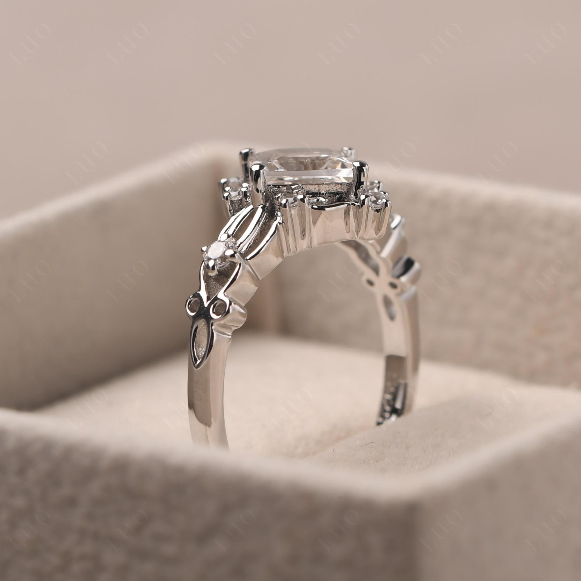 Princess Cut Art Deco White Topaz Ring - LUO Jewelry