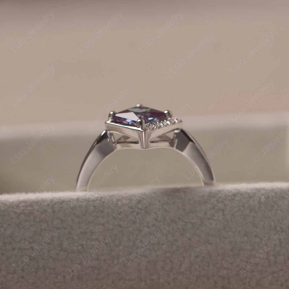 Lab Alexandrite Kite Set Half Halo Ring