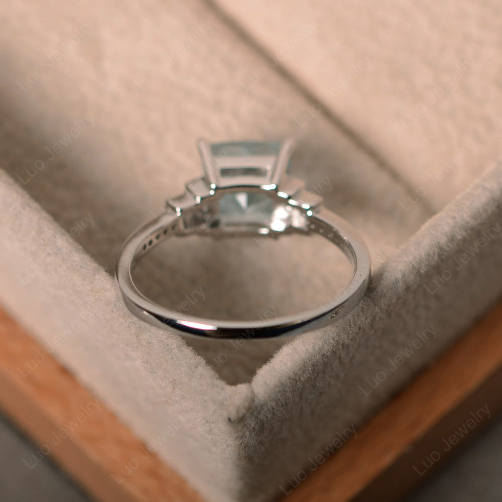 Princess Cut Aquamarine Wedding Ring For Women - LUO Jewelry