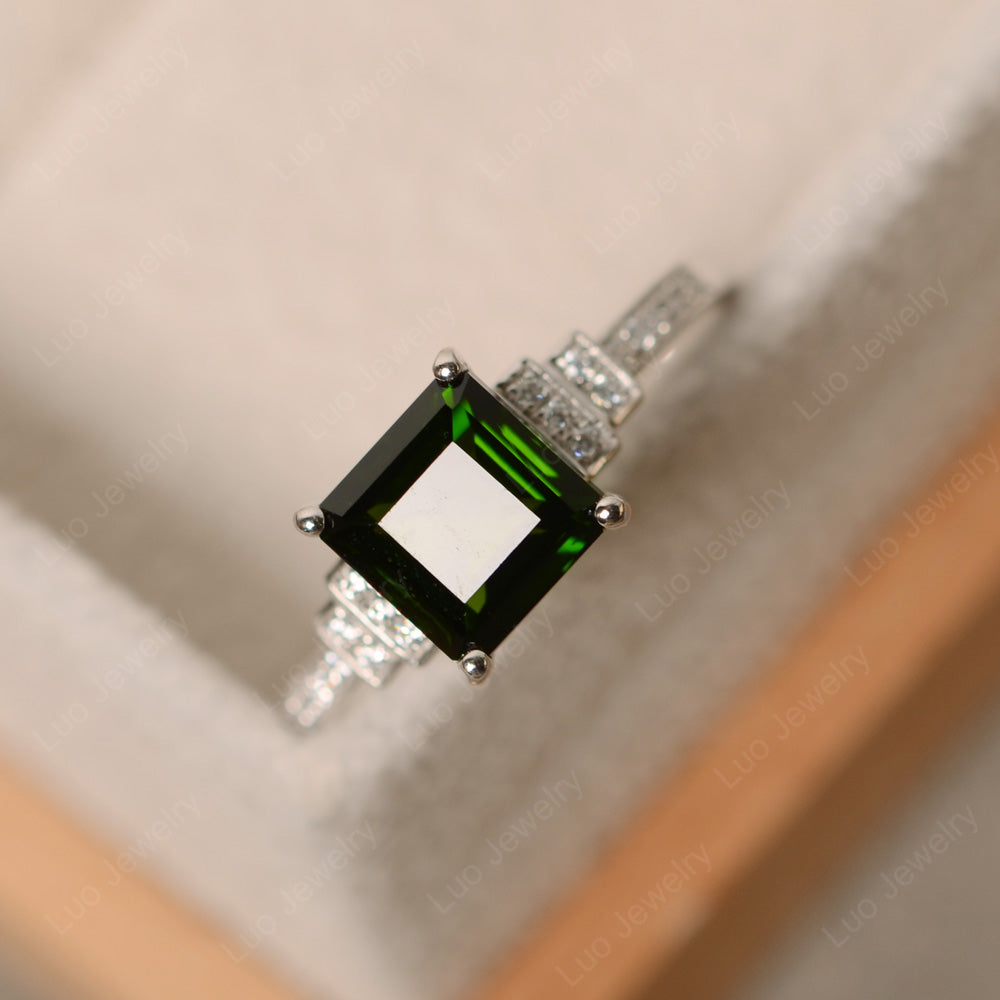 Square Cut Diopside Wedding Ring For Women - LUO Jewelry