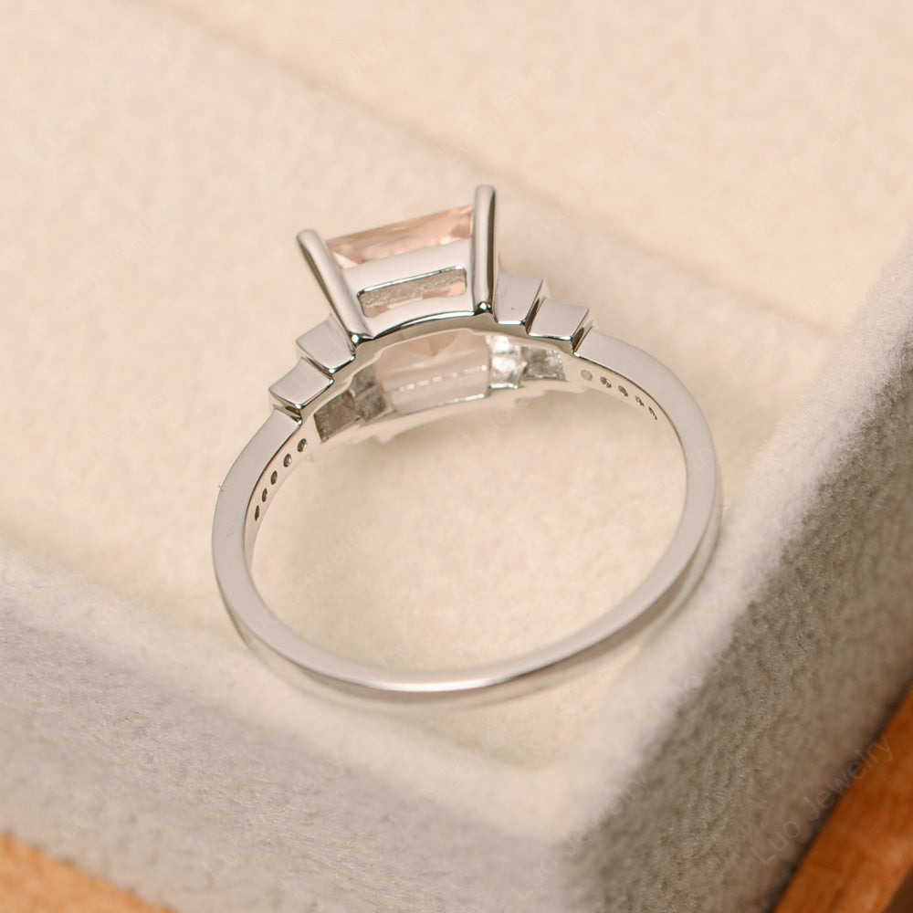Princess Cut Morganite Wedding Ring For Women - LUO Jewelry