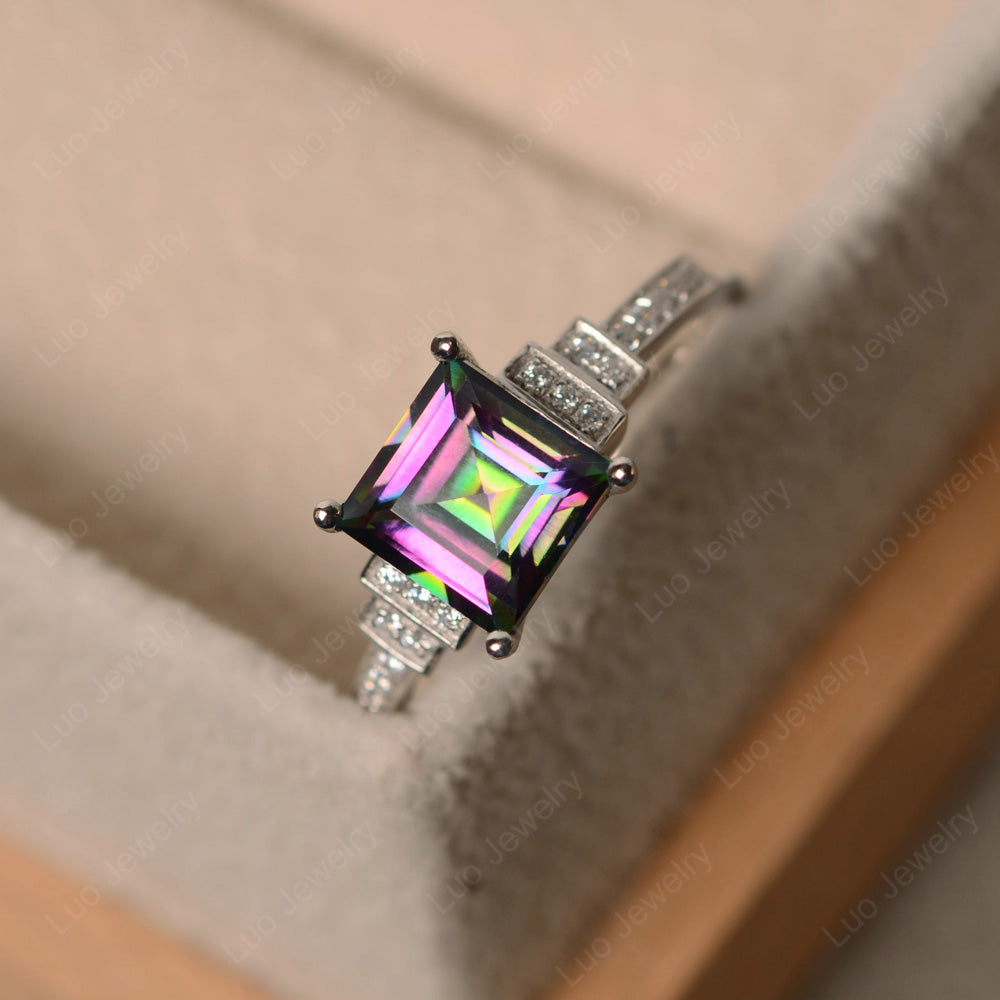 Square Cut Mystic Topaz Wedding Ring For Women - LUO Jewelry