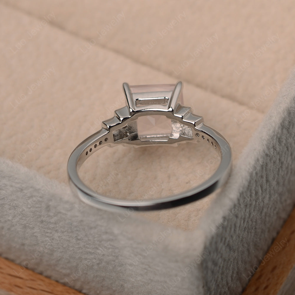 Princess Cut Rose Quartz Wedding Ring For Women - LUO Jewelry