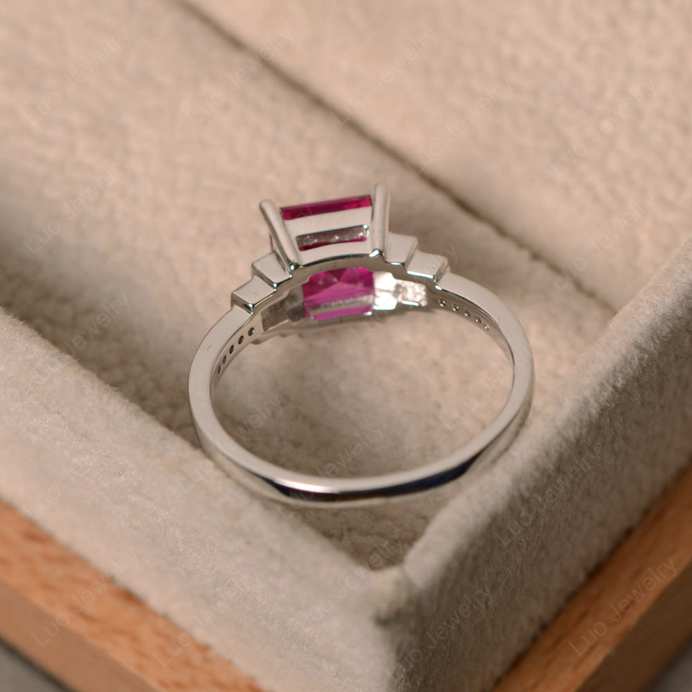 Square Cut Ruby Wedding Ring For Women - LUO Jewelry
