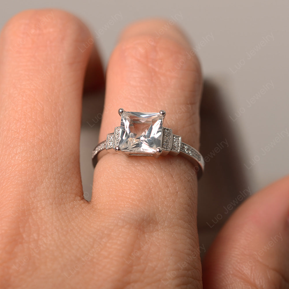 Princess Cut White Topaz Wedding Ring For Women - LUO Jewelry
