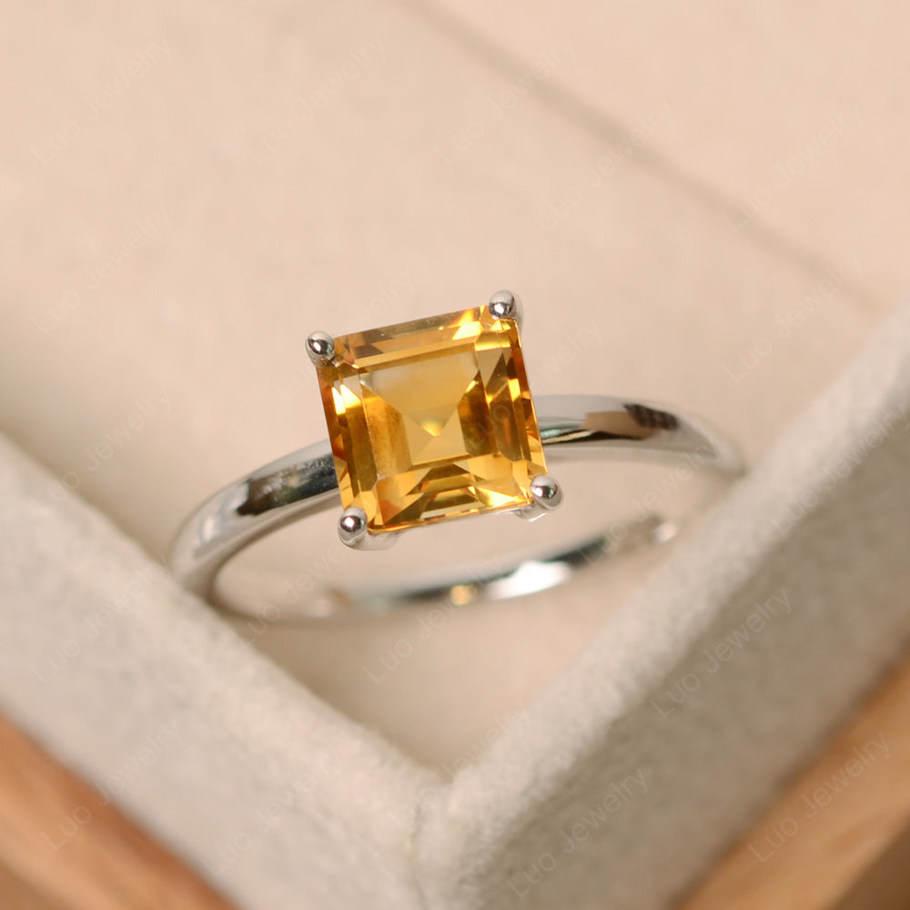 Square Solitaire Citrine Engagement Ring - LUO Jewelry