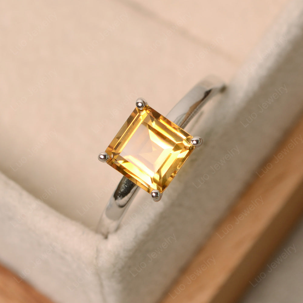 Square Solitaire Citrine Engagement Ring - LUO Jewelry