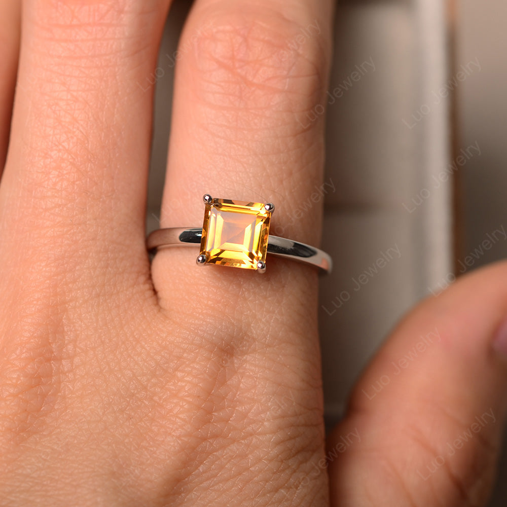 Square Solitaire Citrine Engagement Ring - LUO Jewelry