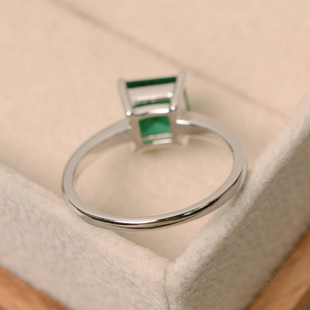 Square Solitaire Lab Emerald Engagement Ring - LUO Jewelry