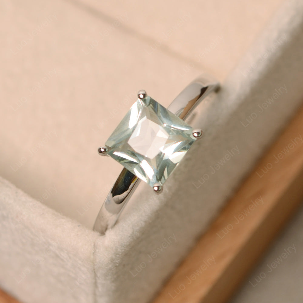 Princess Solitaire Green Amethyst Engagement Ring - LUO Jewelry