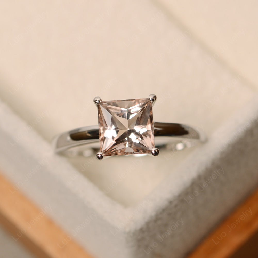 Princess Solitaire Morganite Engagement Ring - LUO Jewelry