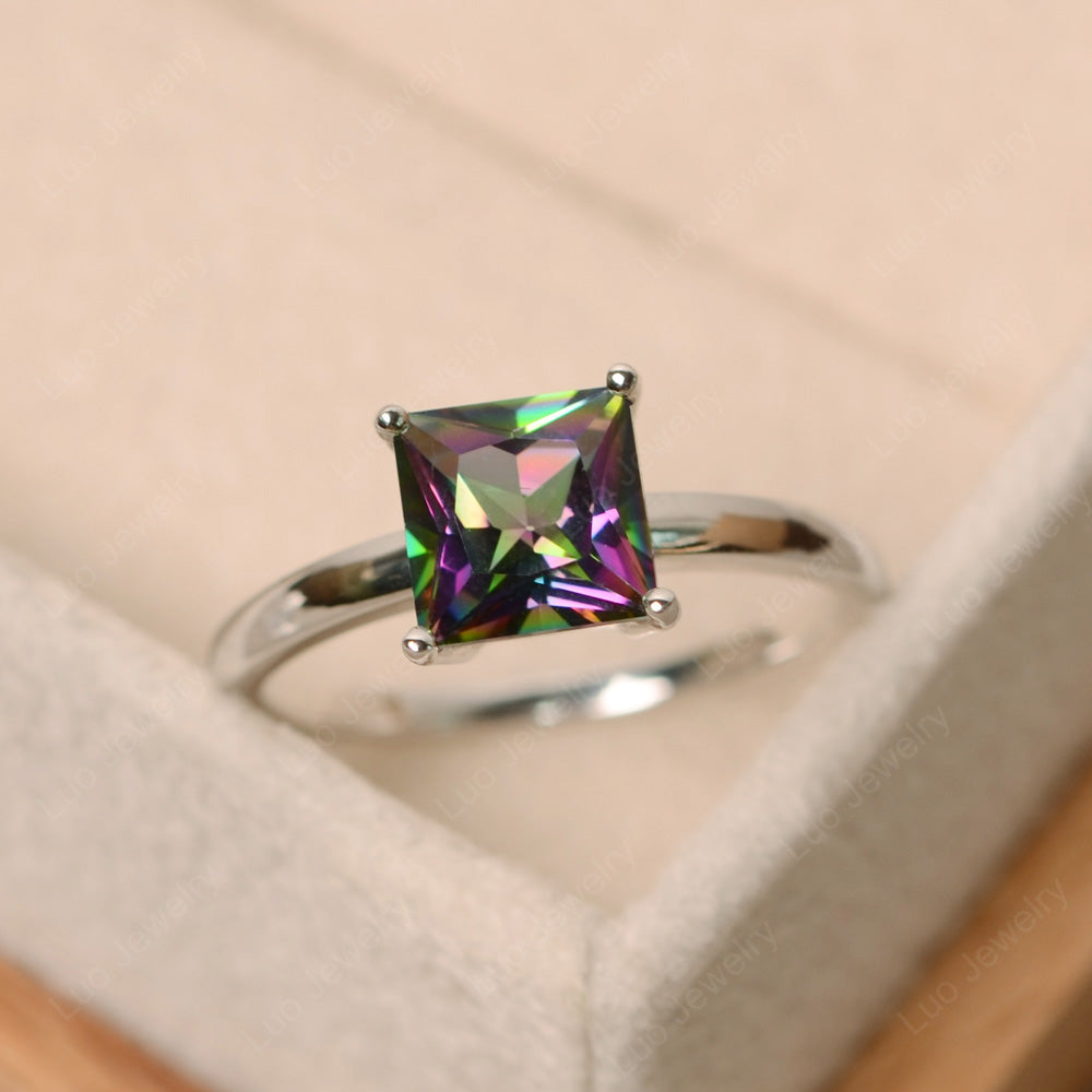 Princess Solitaire Mystic Topaz Engagement Ring - LUO Jewelry